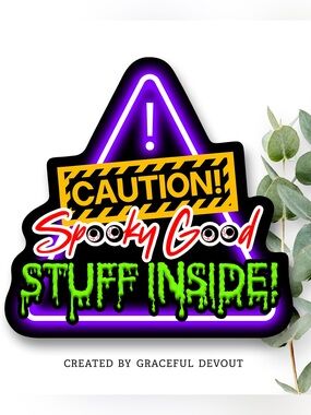 Caution! Spooky Good Stuff Inside!- 2"- (48ct.) Stickers